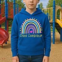 Childcare Chaos Coordinator Teacher Daycare Provider Rainbow Gift Kids Hoodie thumb 2