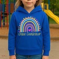 Childcare Chaos Coordinator Teacher Daycare Provider Rainbow Gift Kids Hoodie thumb 3