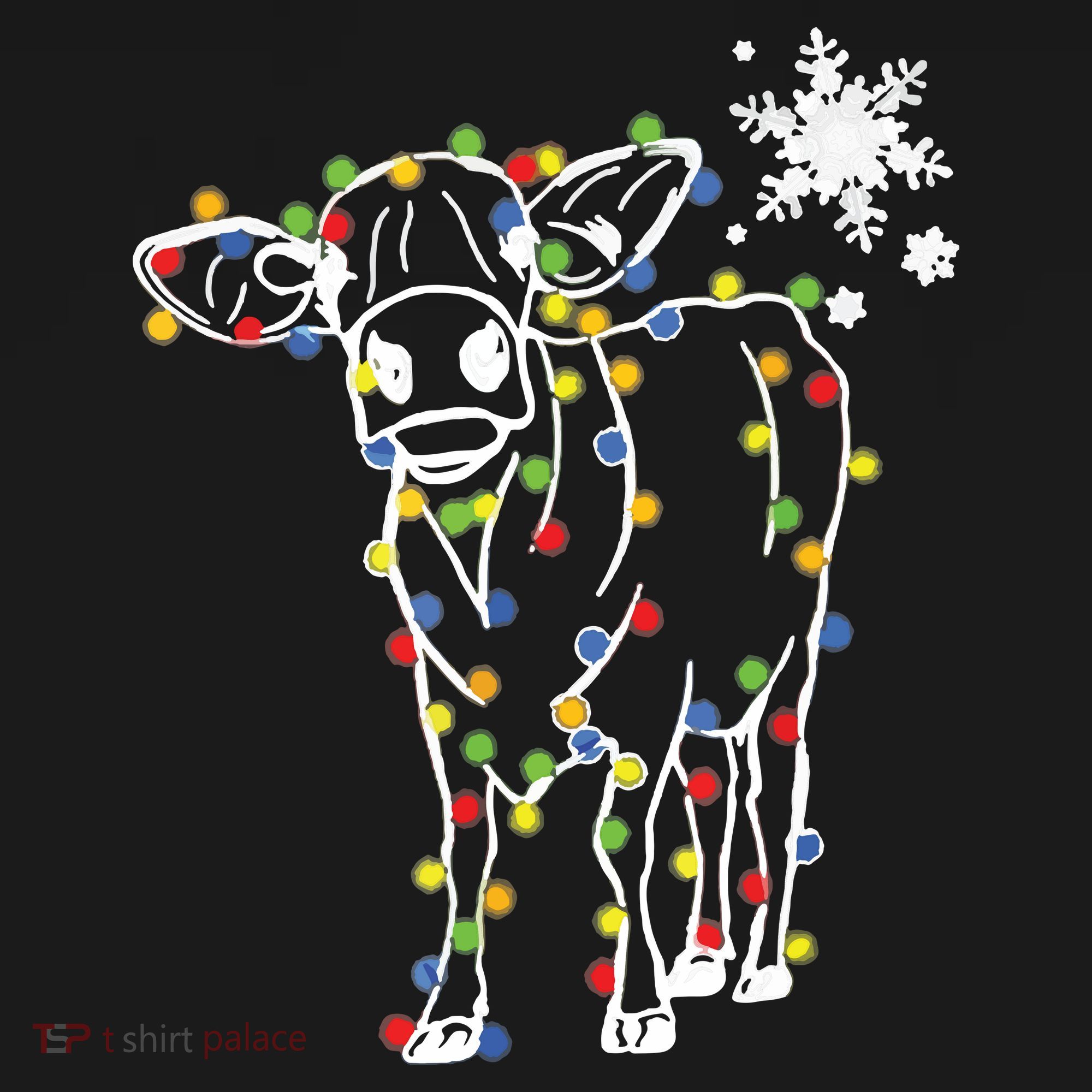 Cute Cow Christmas Lights Snow Lover Family Pajama Gifts T-Shirt