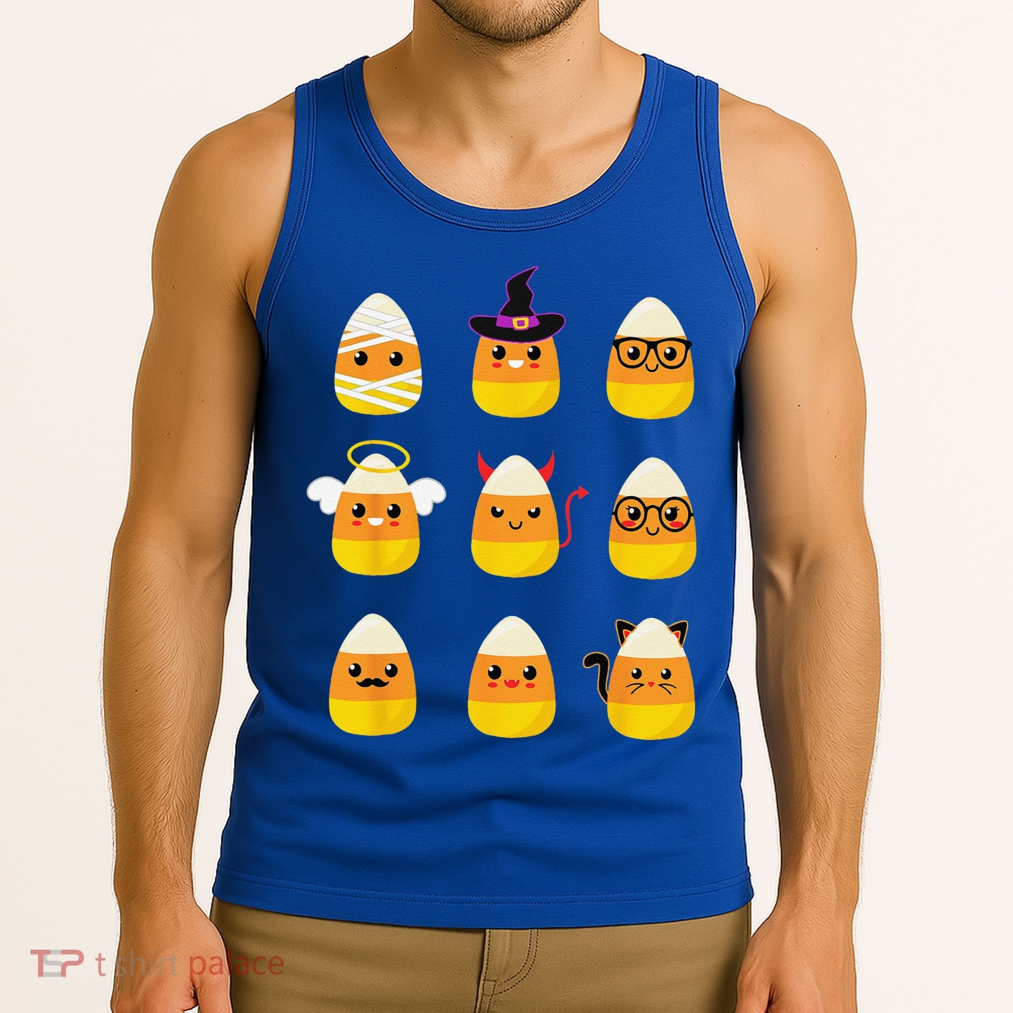 Candy Corn Costume Characters Cute Halloween Tank Top