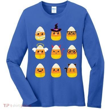 Candy Corn Costume Characters Cute Halloween Women's Long Sleeve Shirt