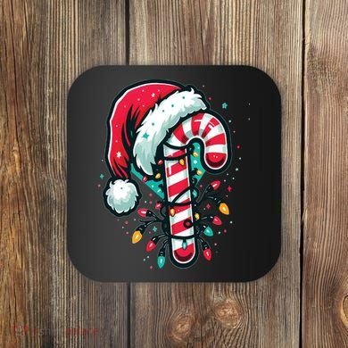 Candy Cane Christmas Sweet Candy Light Coaster