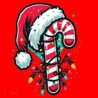 Candy Cane Christmas Sweet Candy Light Santa Hat thumb 1