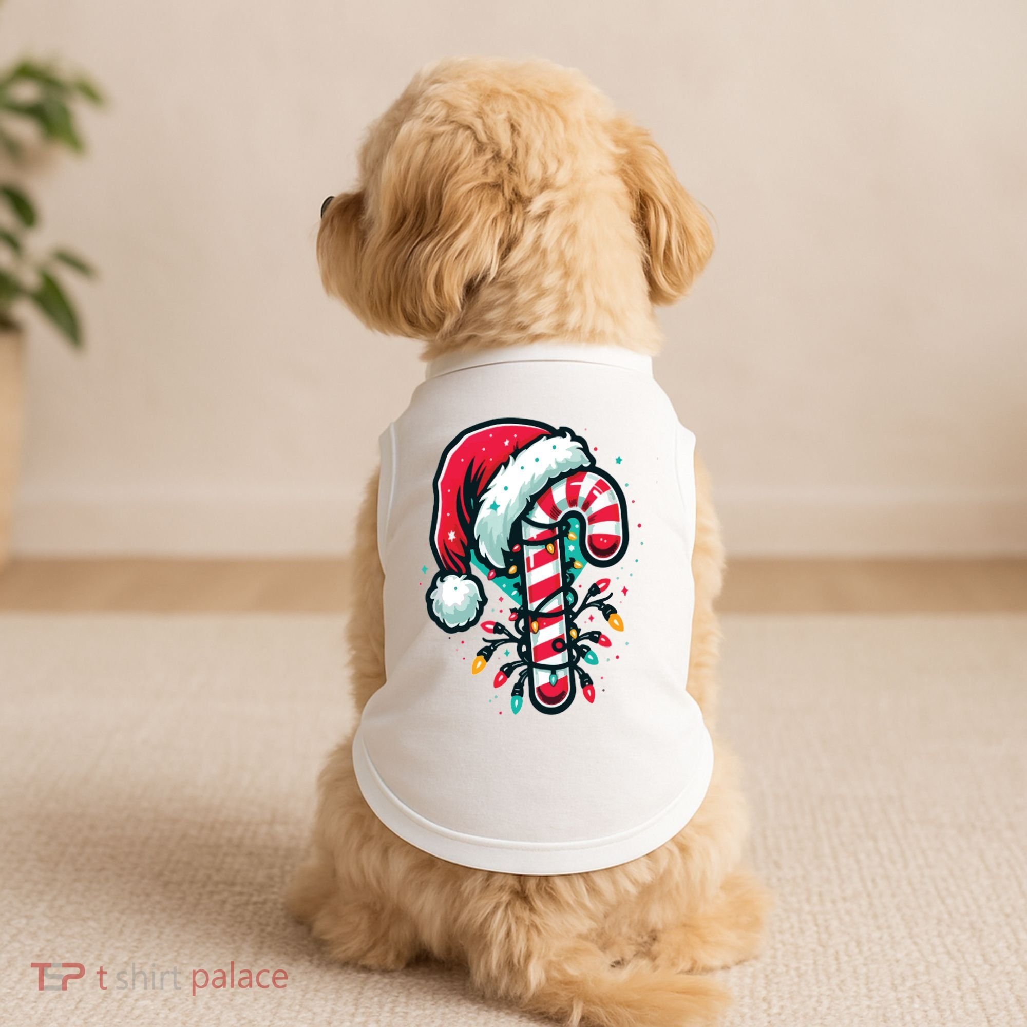 Candy Cane Christmas Sweet Candy Light Doggie Tank