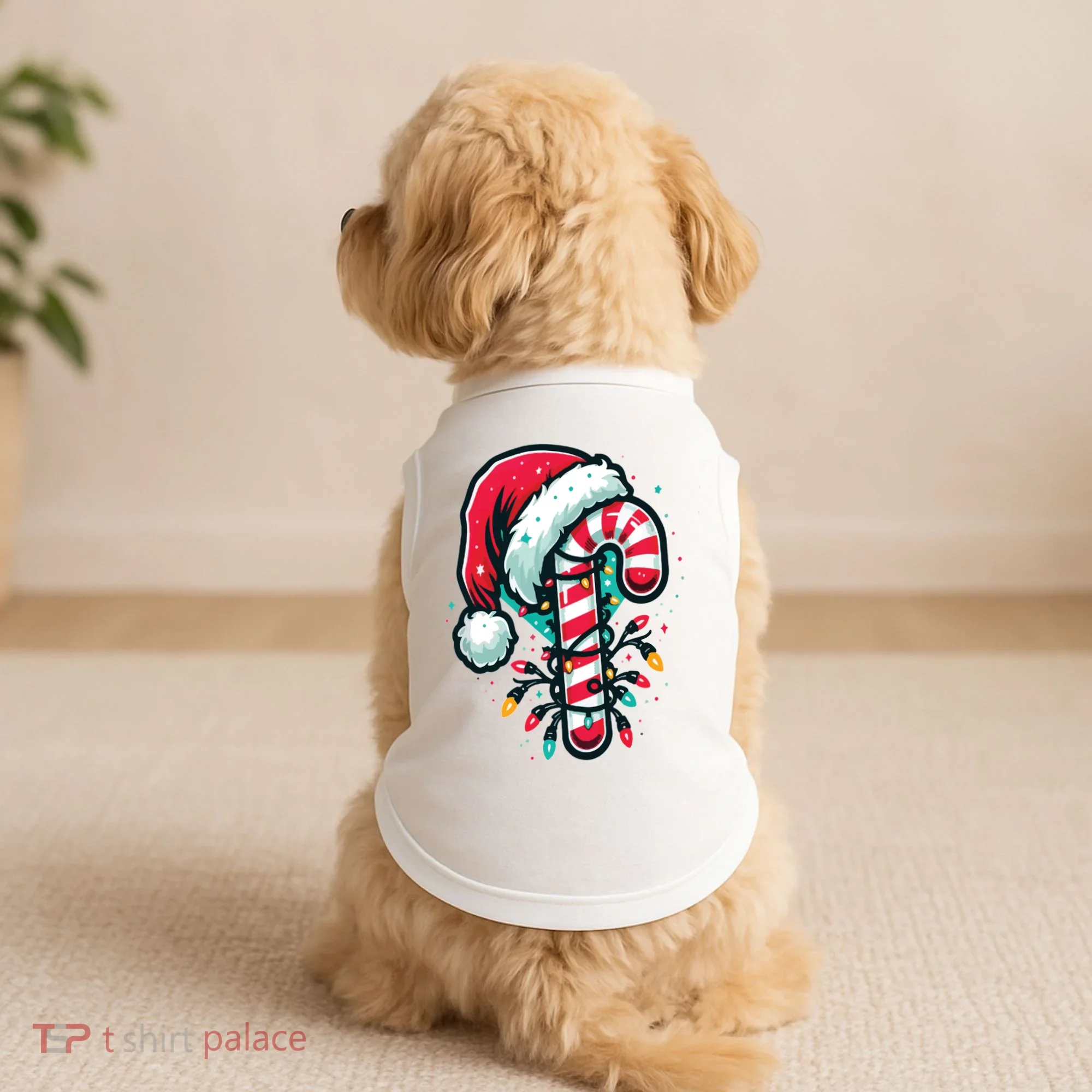 Candy Cane Christmas Sweet Candy Light Doggie Tank
