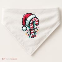 Candy Cane Christmas Sweet Candy Light USA-Made Doggie Bandana thumb 0