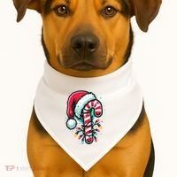 Candy Cane Christmas Sweet Candy Light USA-Made Doggie Bandana thumb 1