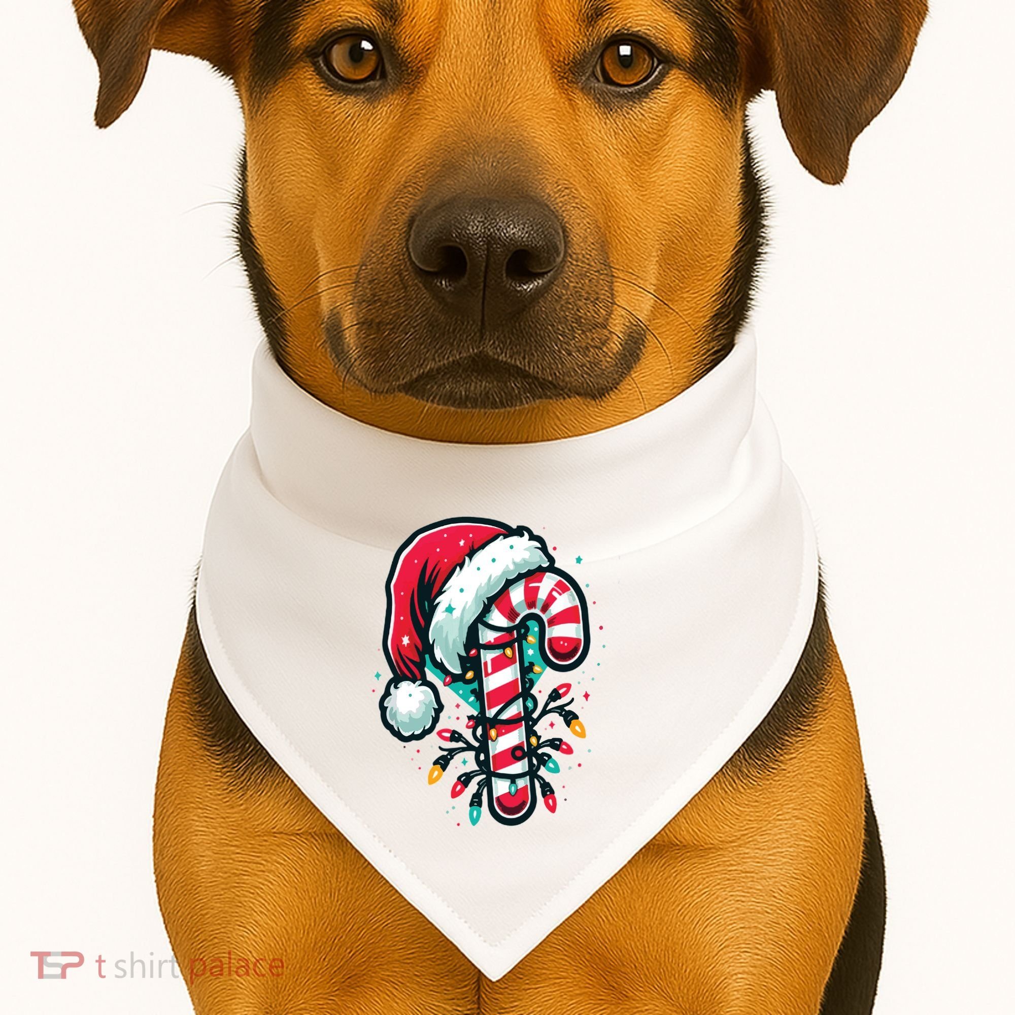 Candy Cane Christmas Sweet Candy Light USA-Made Doggie Bandana