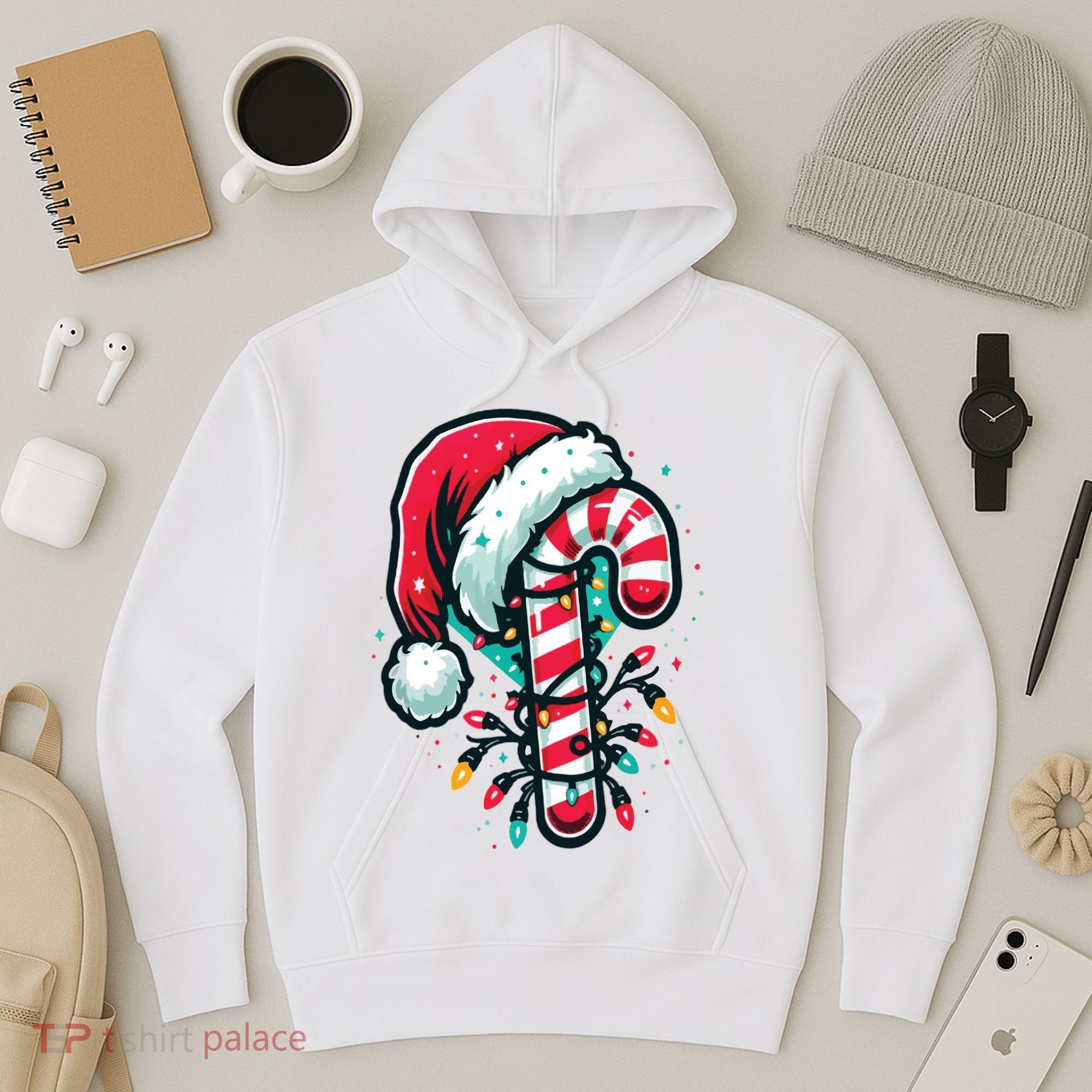 Candy Cane Christmas Sweet Candy Light Hoodie