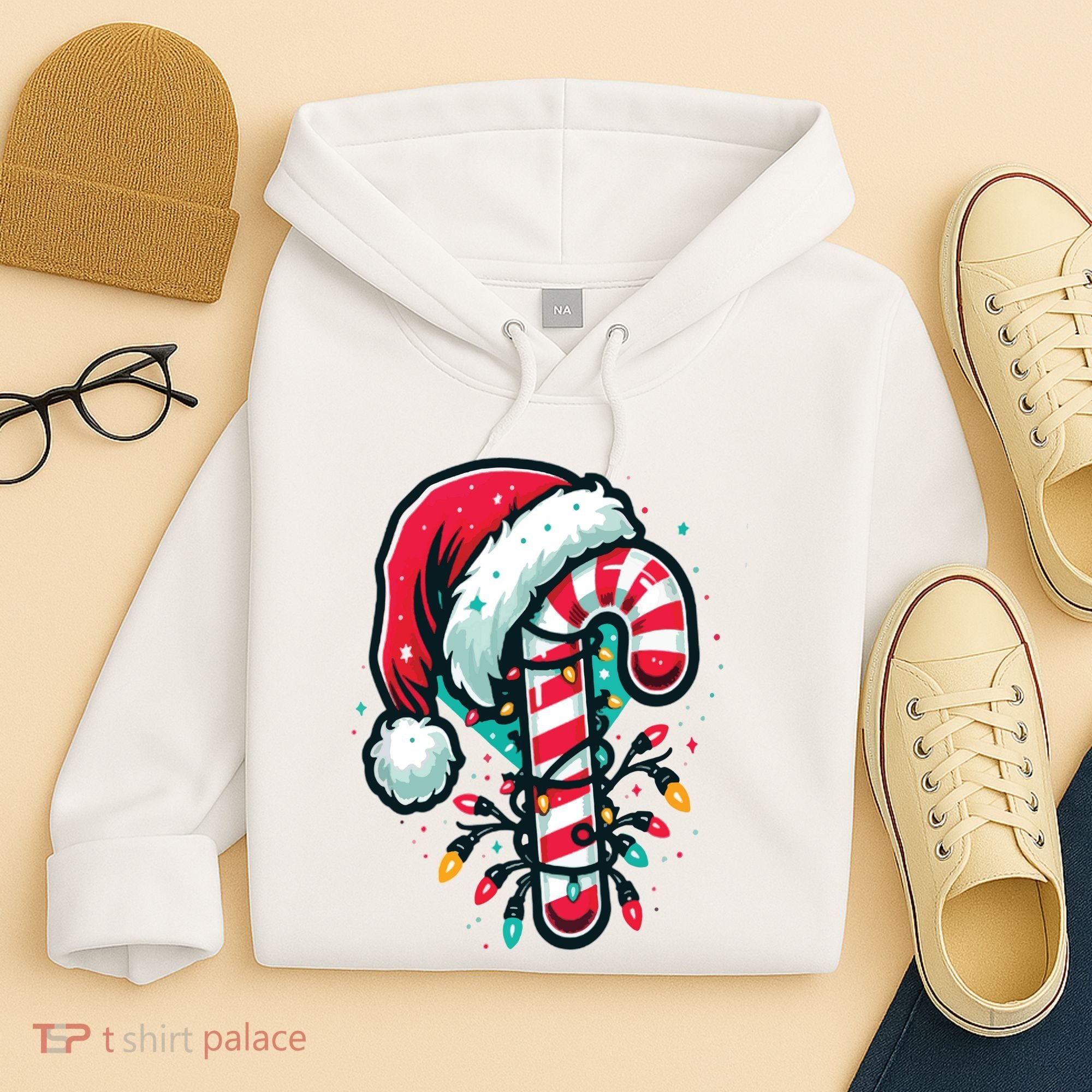 Candy Cane Christmas Sweet Candy Light Hoodie
