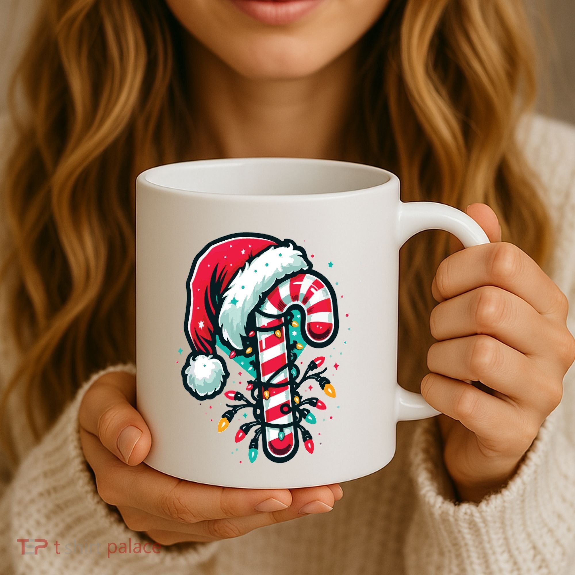 Candy Cane Christmas Sweet Candy Light Coffee Mug