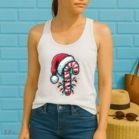Candy Cane Christmas Sweet Candy Light Women's Tank Top thumb 2