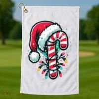 Candy Cane Christmas Sweet Candy Light Golf Towel thumb 1