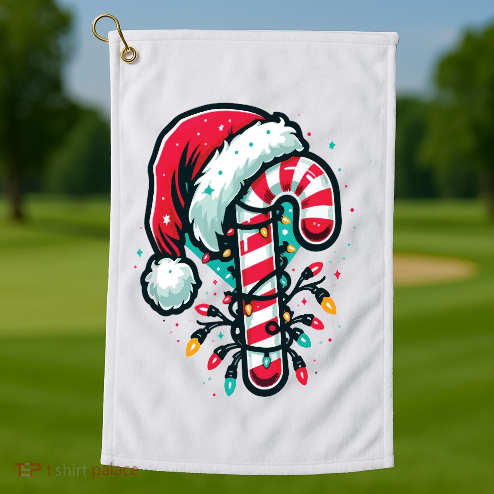 Candy Cane Christmas Sweet Candy Light Golf Towel