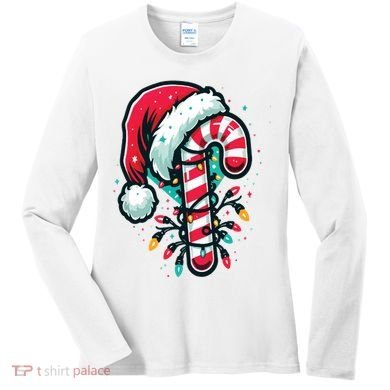 Candy Cane Christmas Sweet Candy Light Women's Long Sleeve Shirt