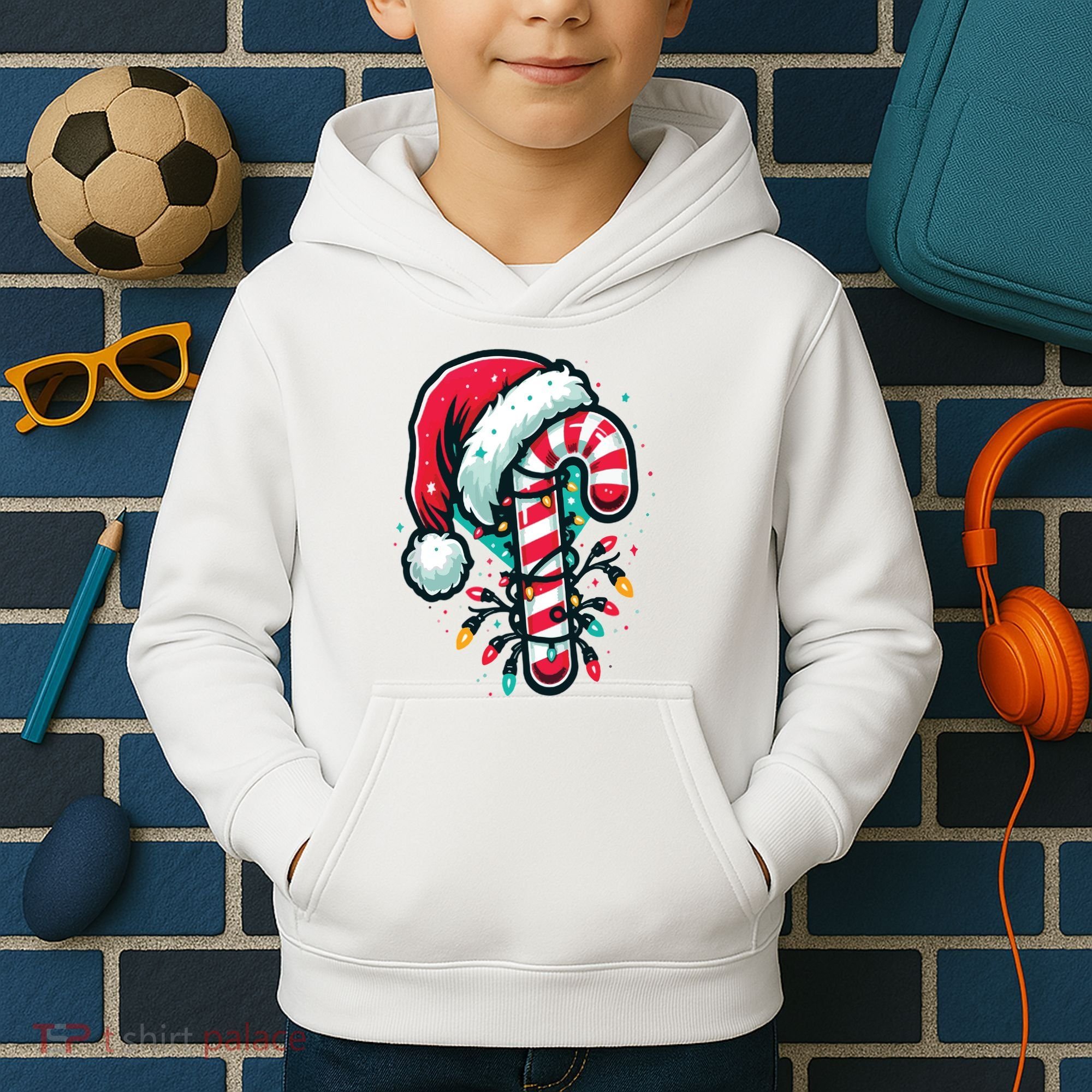Candy Cane Christmas Sweet Candy Light Kids Hoodie