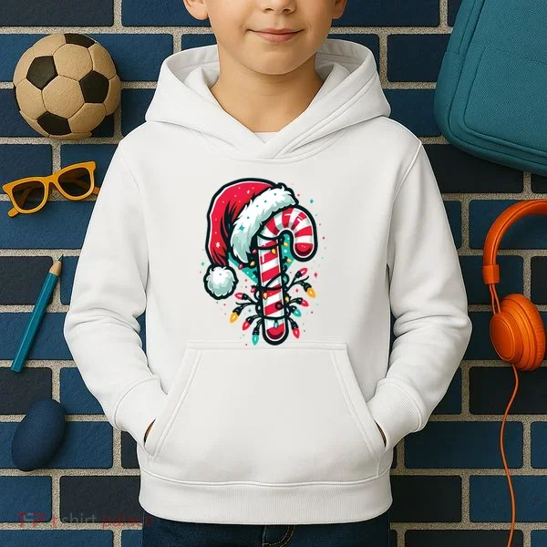 Candy Cane Christmas Sweet Candy Light Kids Hoodie
