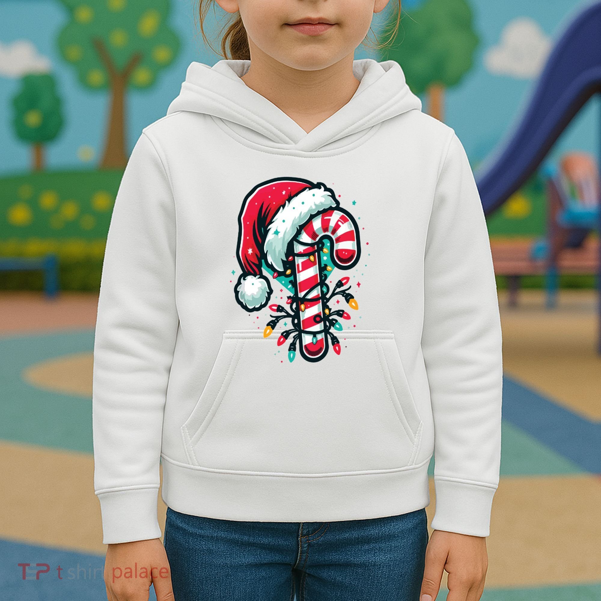 Candy Cane Christmas Sweet Candy Light Kids Hoodie