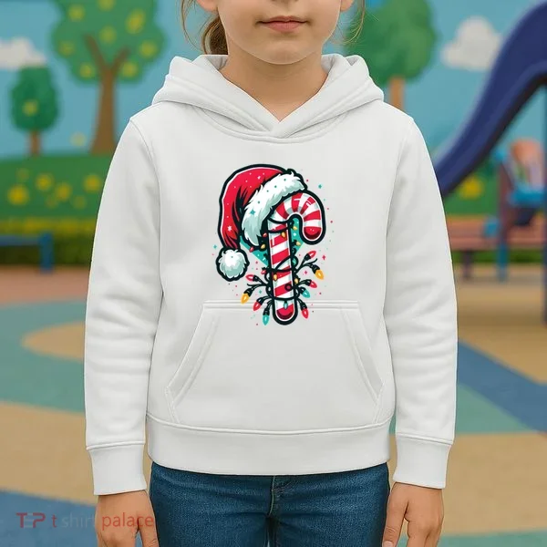Candy Cane Christmas Sweet Candy Light Kids Hoodie