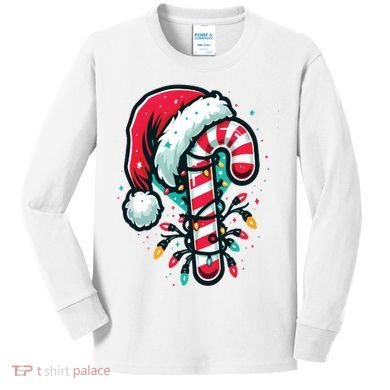 Candy Cane Christmas Sweet Candy Light Kids Long Sleeve Shirt