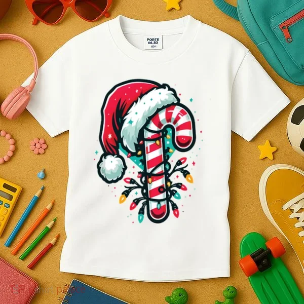 Candy Cane Christmas Sweet Candy Light Kids T-Shirt