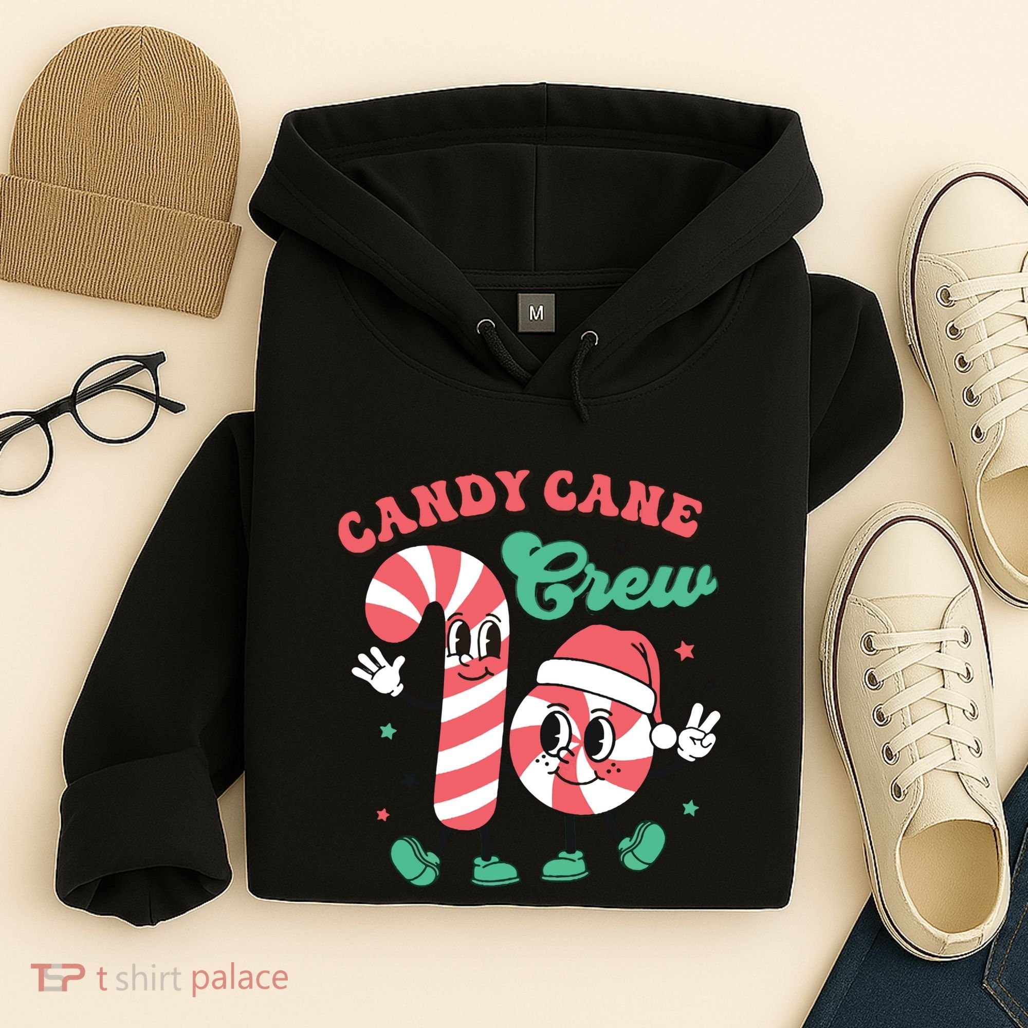 Christmas Candy Cane Crew Cute Matching Family Hoodie