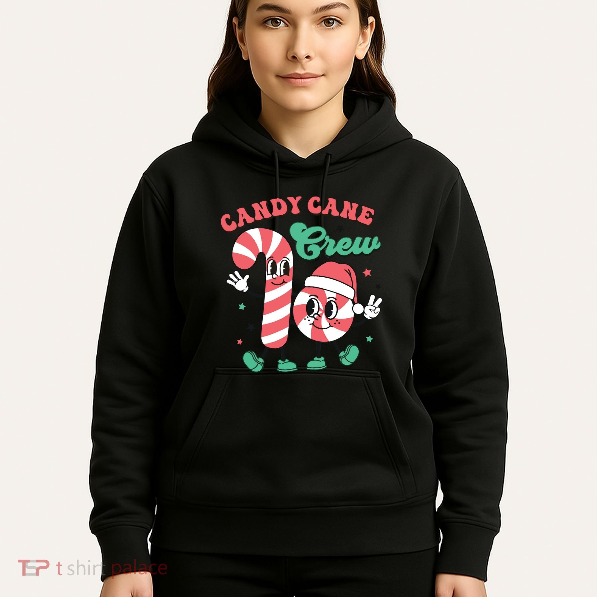 Christmas Candy Cane Crew Cute Matching Family Hoodie