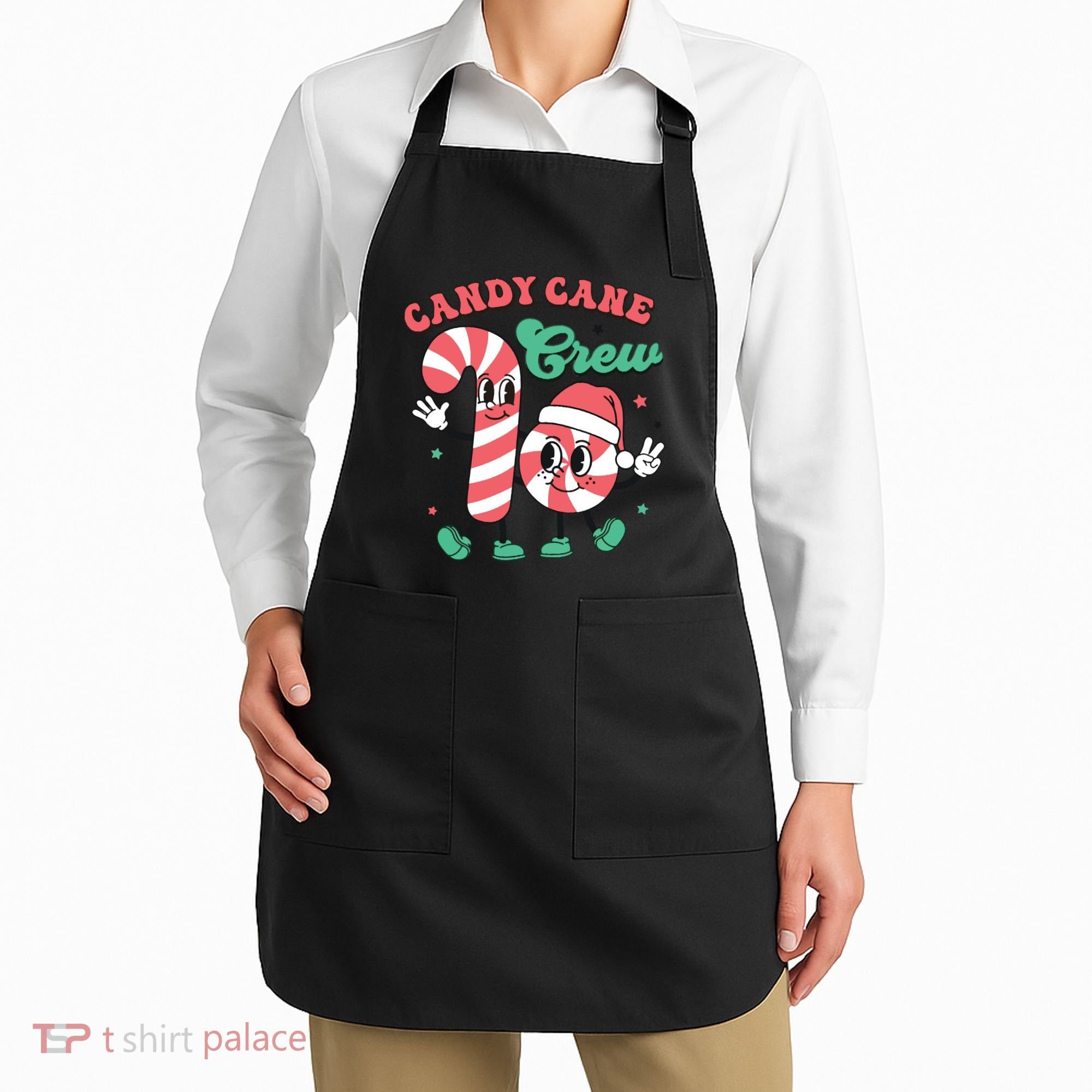 Christmas Candy Cane Crew Cute Matching Family Apron