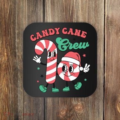 Christmas Candy Cane Crew Cute Matching Family Coaster