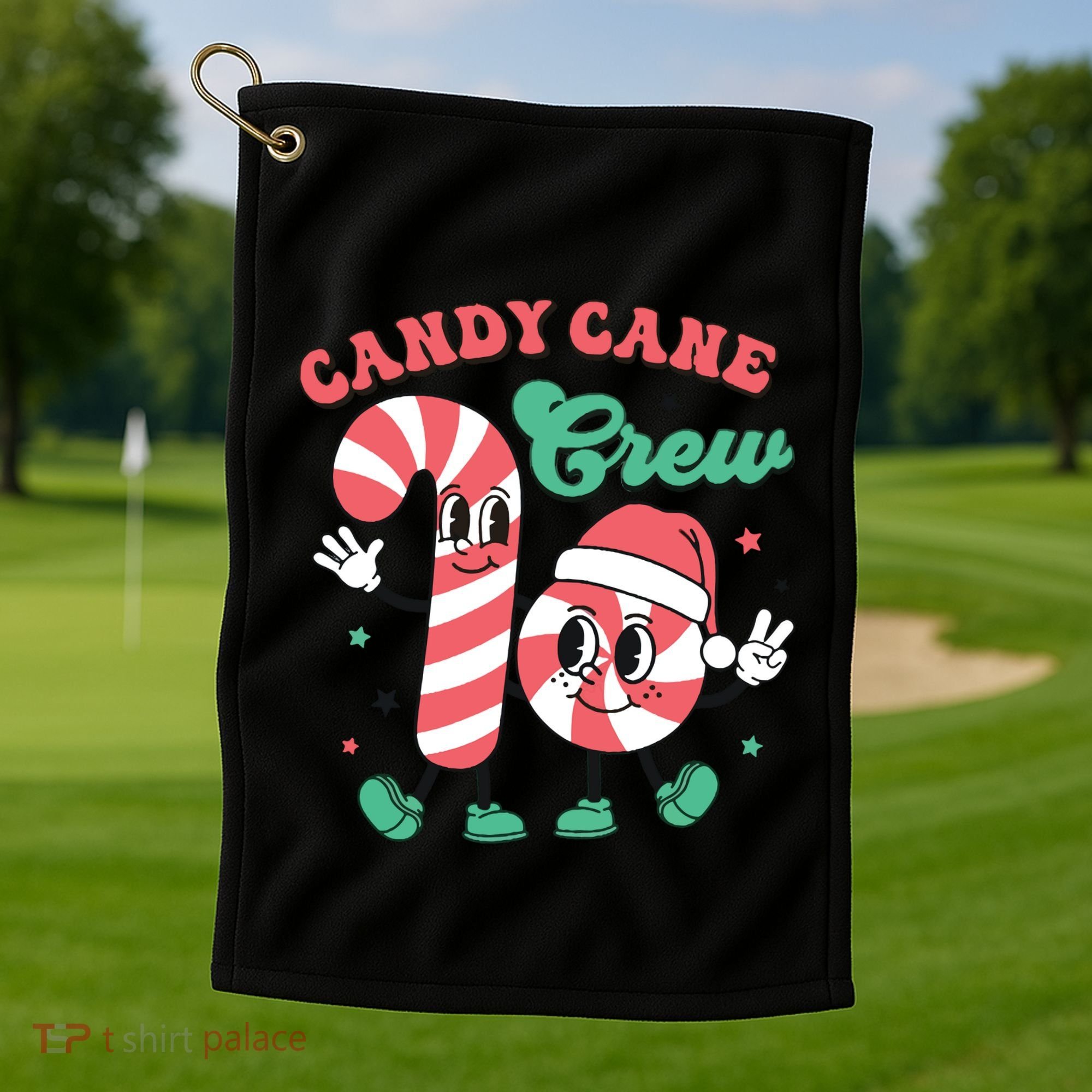 Christmas Candy Cane Crew Cute Matching Family Golf Towel