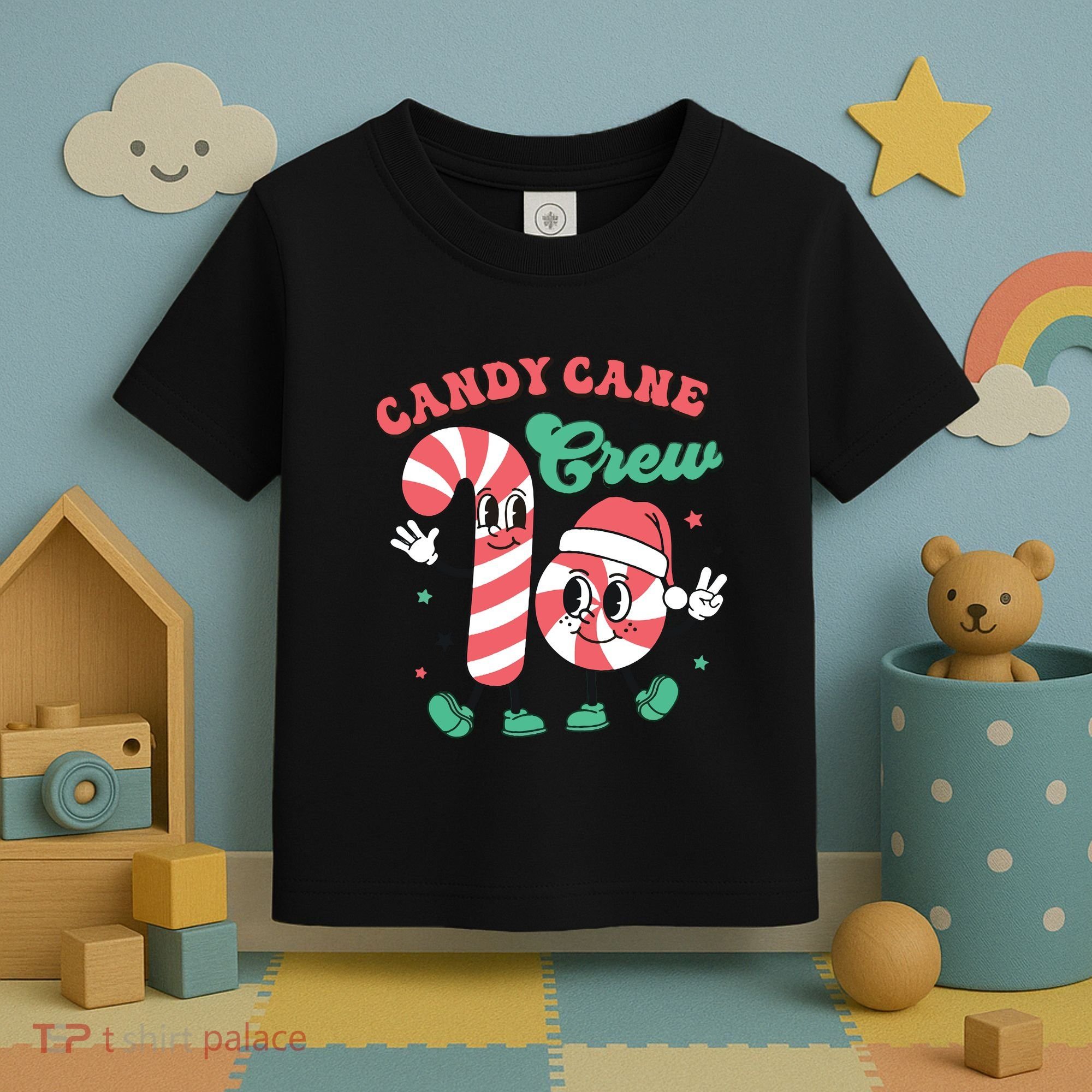 Christmas Candy Cane Crew Cute Matching Family Toddler T-Shirt