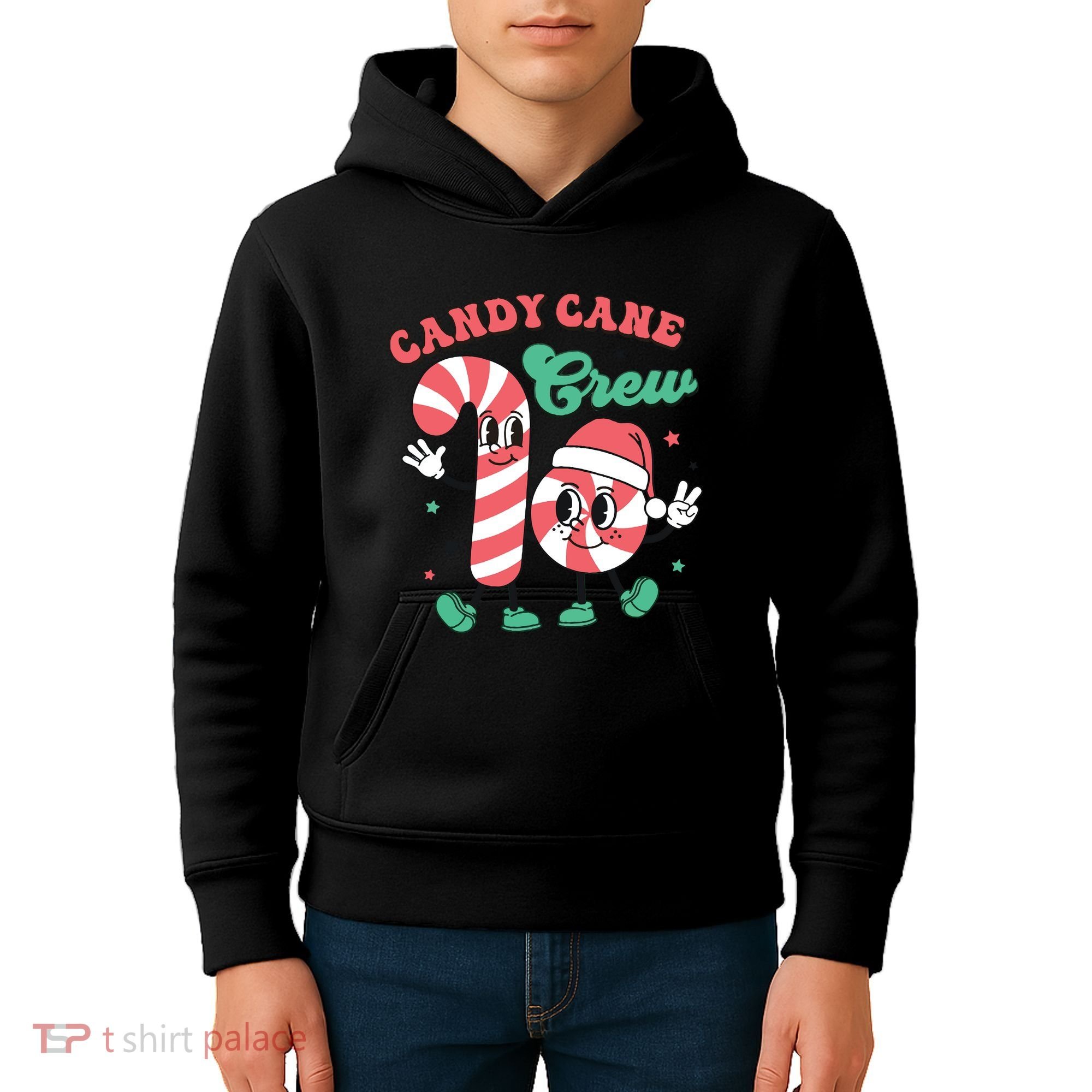 Christmas Candy Cane Crew Cute Matching Family Kids Hoodie