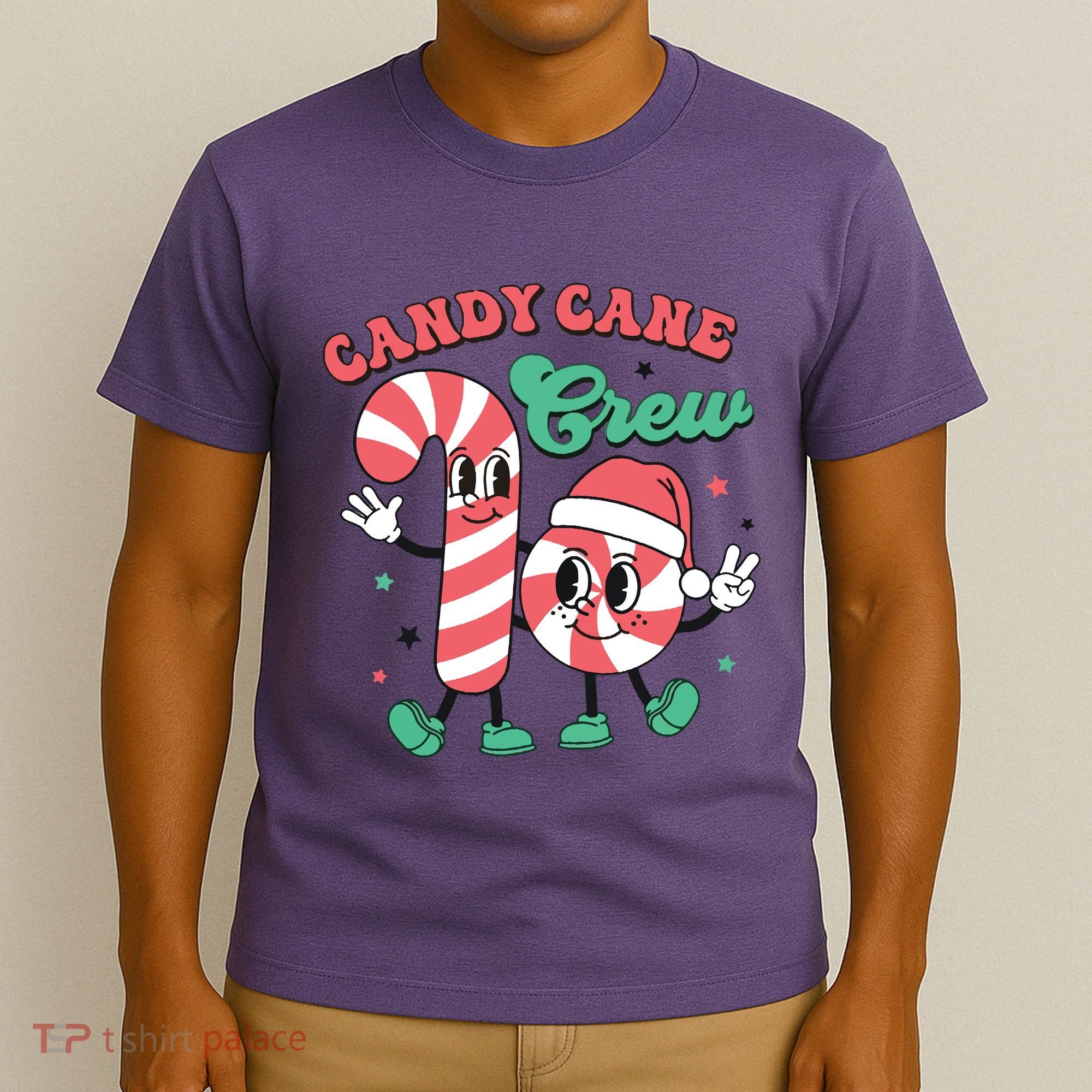 Christmas Candy Cane Crew Cute Matching Family T-Shirt
