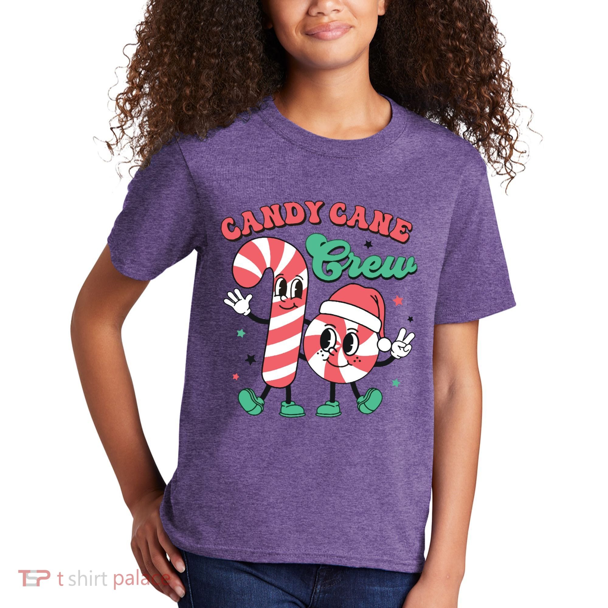 Christmas Candy Cane Crew Cute Matching Family Kids T-Shirt