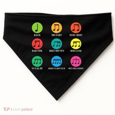Classic Composers Classical Music Musical Notes USA-Made Doggie Bandana
