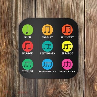 Classic Composers Classical Music Musical Notes Coaster