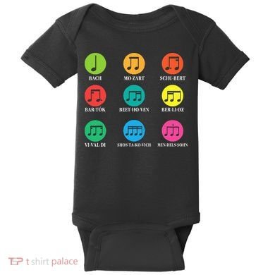 Classic Composers Classical Music Musical Notes Baby Bodysuit
