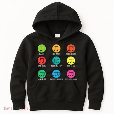 Classic Composers Classical Music Musical Notes Kids Hoodie
