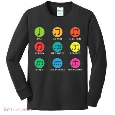 Classic Composers Classical Music Musical Notes Kids Long Sleeve Shirt
