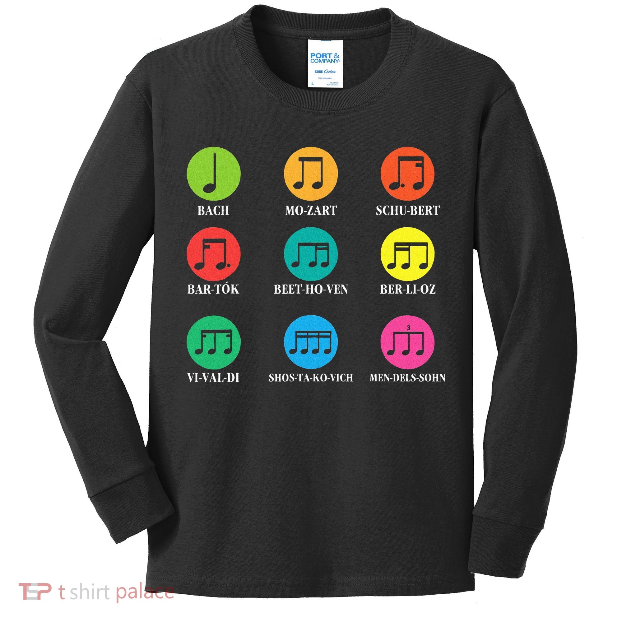 Classic Composers Classical Music Musical Notes Kids Long Sleeve Shirt