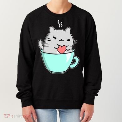 Cute Cat Coffee Lover Gift Women's Sweatshirt