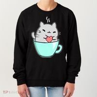 Cute Cat Coffee Lover Gift Women's Sweatshirt thumb 0