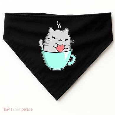 Cute Cat Coffee Lover Gift USA-Made Doggie Bandana