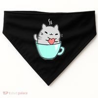 Cute Cat Coffee Lover Gift USA-Made Doggie Bandana thumb 0