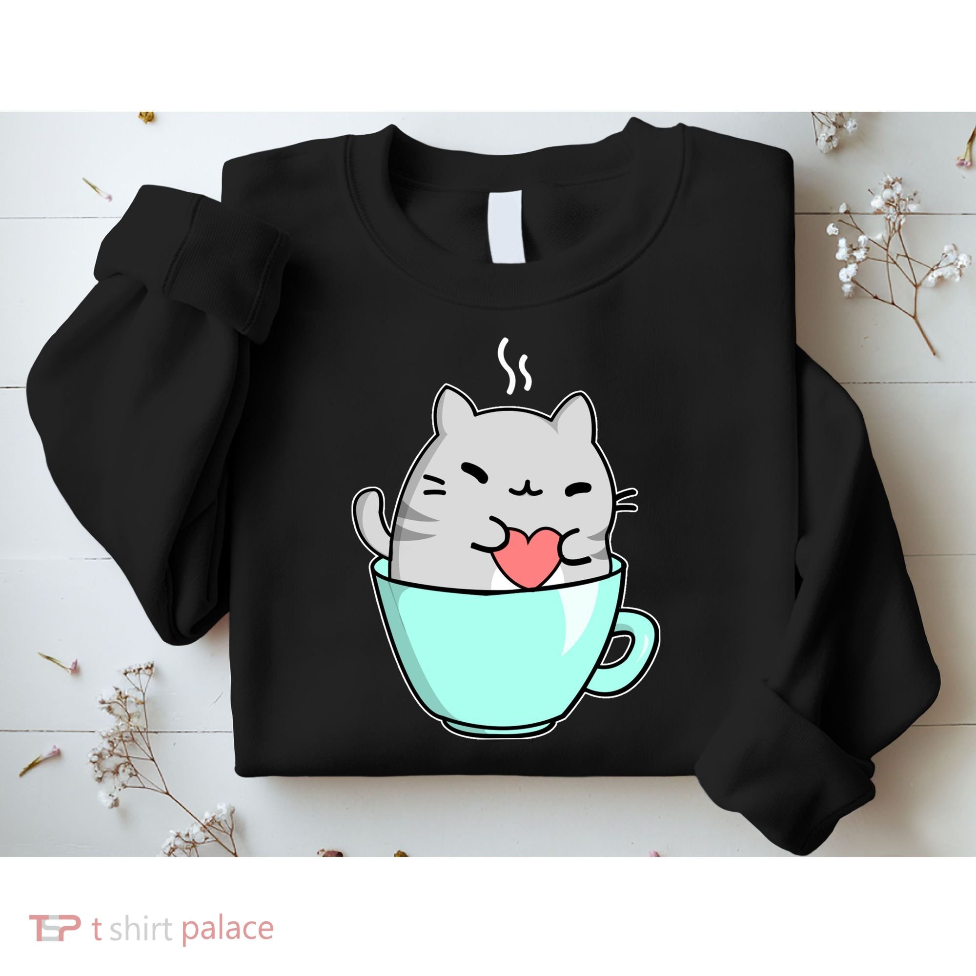 Cute Cat Coffee Lover Gift Sweatshirt