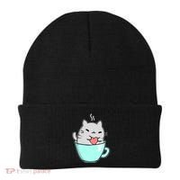 Cute Cat Coffee Lover Gift Beanie thumb 0