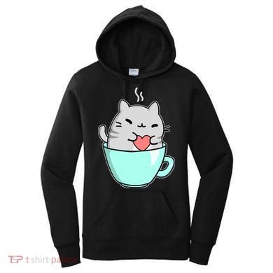 Cute Cat Coffee Lover Gift Women's Hoodie