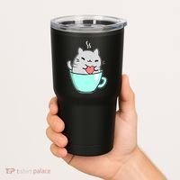 Cute Cat Coffee Lover Gift Tumbler thumb 2