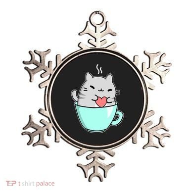 Cute Cat Coffee Lover Gift Ornament