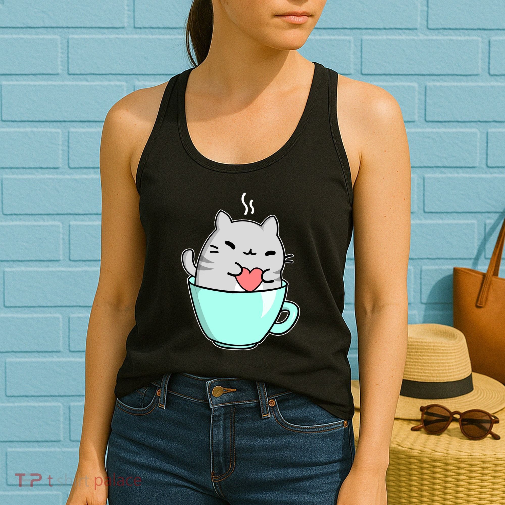 Cute Cat Coffee Lover Gift Women's Tank Top